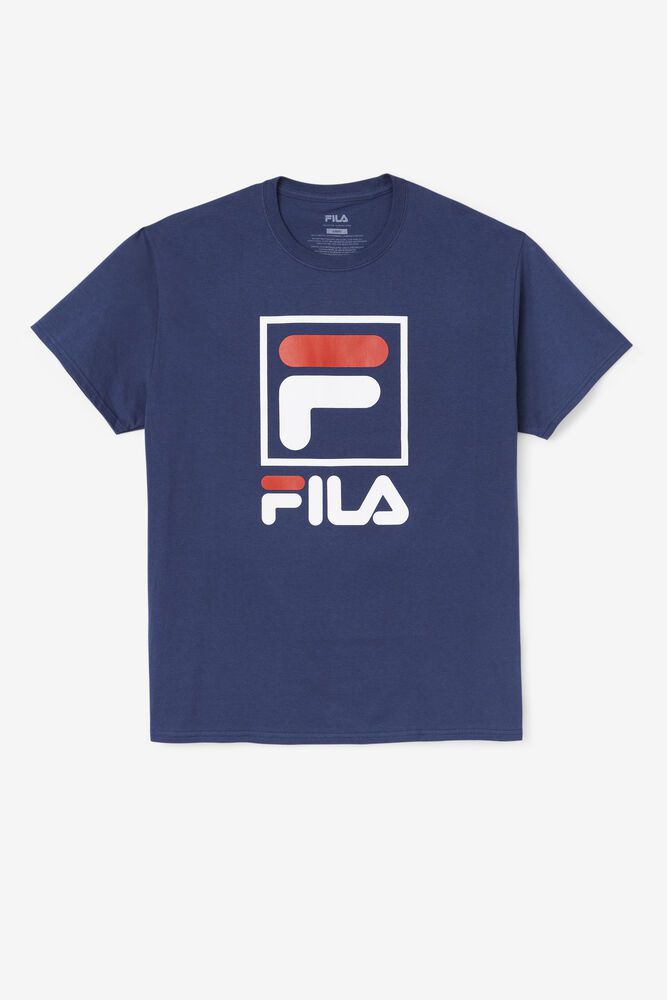 Fila T Skjorte Herre Marineblå Stacked 516029-BYI